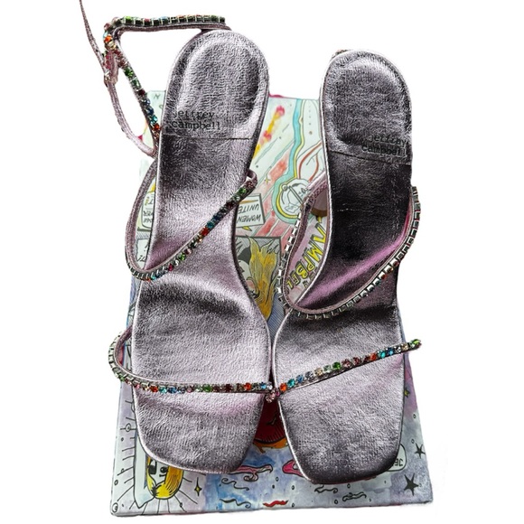 Jeffery Campbell Free People Gatsby Colorful Rhinestone Lilac Heels Size 8 - Picture 4 of 5